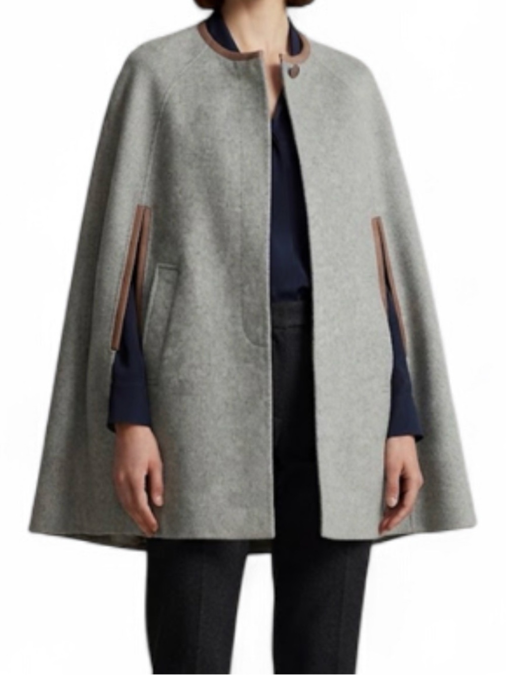 J. Crew Nello Gori Wool Cape, Grey/Camel Fully Lined - XS